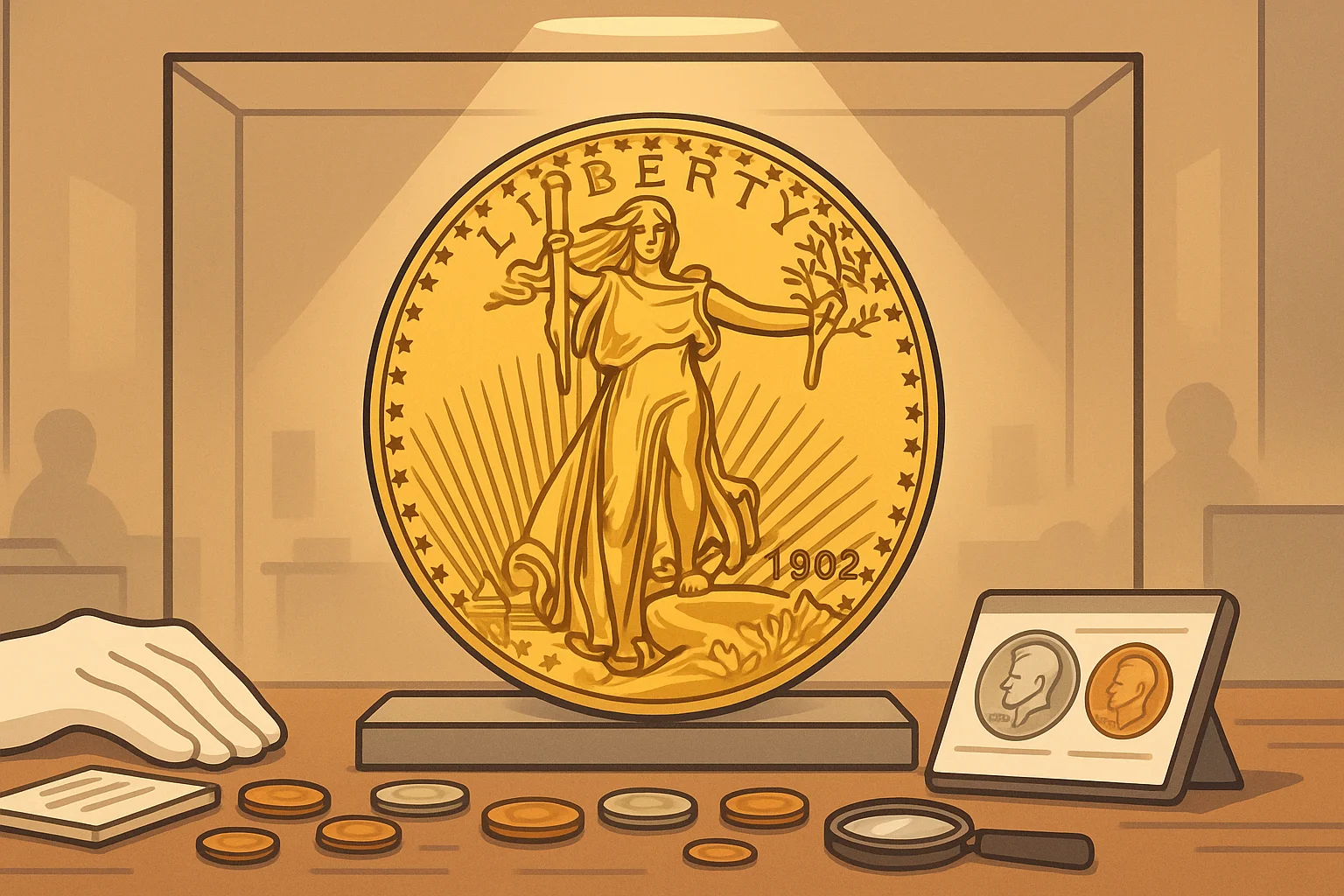 A beautiful antique coin in the museum.